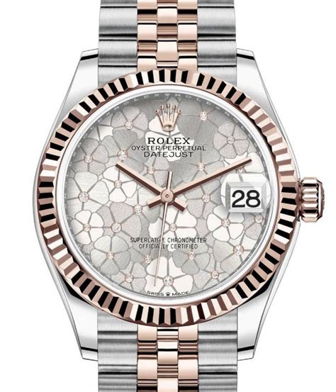 rolex 18k rose gold datejust 31 everose floral dial watch|Rolex Datejust everose gold.